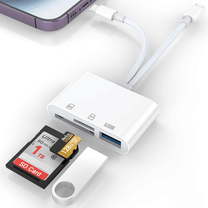 เครื่องอ่านการ์ด SD สำหรับ iPhone iPad, อะแดปเตอร์ USB L เป็น USB 5-in-1 พร้อมตัวอ่านการ์ด SD/TF, อะแดปเตอร์ USB 3.0, เครื่องอ่านเมมโมรี่การ์ด - Product Image 1