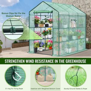 Invernadero de PE de 130g para Interiores y Exteriores, con 2 Niveles, 12 Estantes, Puerta con Cierre, Invernaderos Agrícolas para Plantas y Flores - Product Image 2