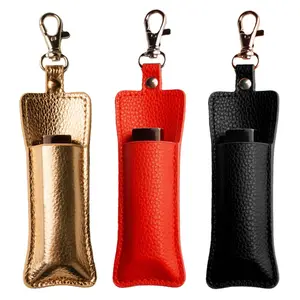 Du Lịch Keychain Da Mini Son Môi Holders Lip Ống Lưu Trữ Organizer Xách Tay Mỹ Phẩm Đồ Trang Sức Chủ Bag