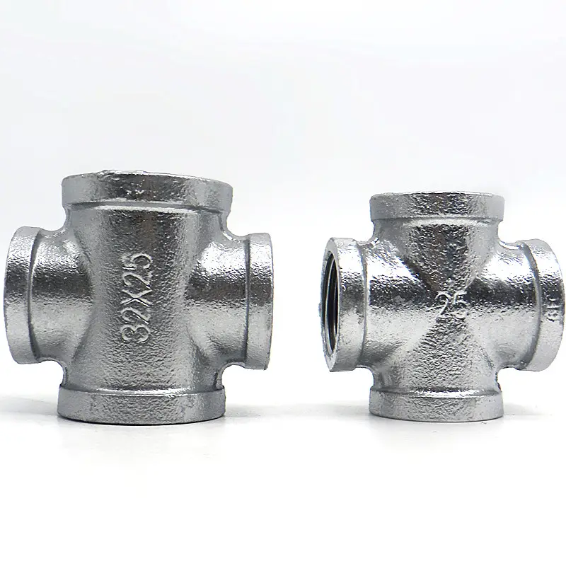 Malleable Hot Galvanised Fittings Gi Socket 1/2" inch Cross Malleable Iron Fittings Water Pipe Fitting