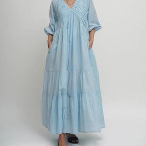 Vestido Casual de Verano para Mujer OEM, Nuevo y en Oferta, Largo Maxi de Lino, Elegante con Cuello en V, Cintura Natural, Vestido de Algodón - Product Image 1