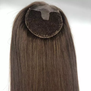 <span class=keywords><strong>Filet</strong></span> à poisson de qualité supérieure avec topper de cheveux humains pu, perruque européenne vierge, couleur marron, résille, microline, toupet pour femme - Product Image 3