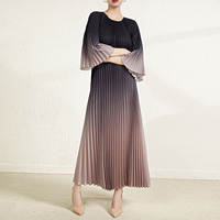 Robe imprimée ciel étoilé, manches cloche, col rond, robes décontractées avec ceintures, Style décontracté, robes plissées, haute qualité