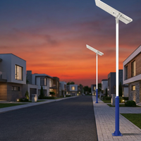 Poteau d'éclairage solaire intégré à double bras, lampadaire solaire tout-en-un pour l'éclairage routier urbain