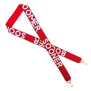 Best Boomer Sooner Red Polyester Handmade Rectangular Shape Strap Design Fancy Gold <b>Hooks</b> Embroidered Letter Design Durable Bag - Product Image 1