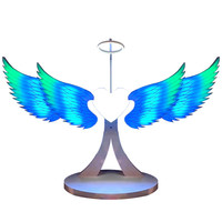 Lumières de sculpture interactives à détection LED personnalisées en forme d'ailes d'ange, indice de protection IP65, 111-240V, en fer, acrylique et verre, à intensité variable, or/blanc/gris