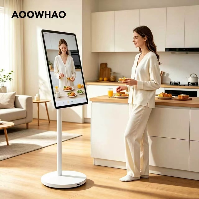 AOOWHAO 4K Capacitive Touch Mobile Smart Screen Rolling Smart Screen Android Smart Portable TV Digital Display with Living Room