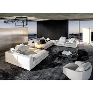Minimalist italian designer dylan low U/L/I shaped sofe set furniture living room salas modern luxury withe fabric sofa