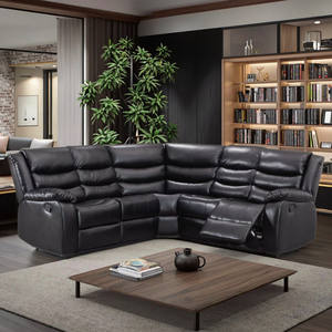 Modern Corner Recliner <b>Sofa</b> Set with Two Drop-Down Tables, Polyurethane Material, <b>Sponge</b> Filling, Suitable <b>for</b> Home or Hotel - Product Image 4