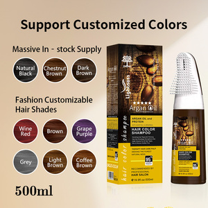 Shampoo Colorante per Capelli alle Erbe 500ml, Colore Marrone Scuro, Copre al 100% i Capelli Bianchi, Lunga Durata, con Olio di Argan e Pettine, Vendita all'Ingrosso - Product Image 1