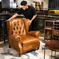 Klassischer 1919er Amerikanischer Landhausstil Zigarrenstuhl Tigerstuhl Vintage Distressed Holz Einzelner Freizeitstuhl Godfather-Stuhl