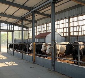 Bâtiment moderne préfabriqué à faible coût en acier pour élevage <span class=keywords><strong>de</strong></span> moutons, chèvres, grange, abri pour vaches, ferme équestre, ferme bovine, poulailler - Product Image 4