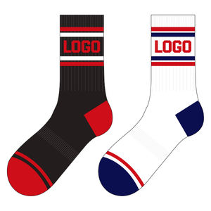 Unisex Negro Blanco Algodón <span class=keywords><strong>Spandex</strong></span> Raya Acolchado Entrenamiento Crew Calcetines Atléticos Logotipo Personalizado para Hombres Mujeres - Product Image 4