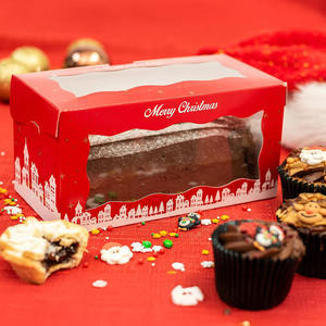 B846 scatole di presentazione di registro di Natale rosso con finestra trasparente forte torta Festival feste cartone visibile scatola cieca imballaggio - Product Image 3