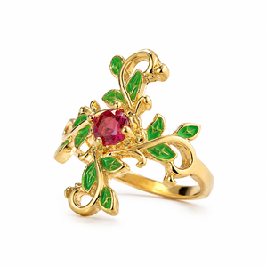 Anello a forma di fiore di foglia d'uva, accessori per l'uso quotidiano dal design vintage e alla moda - Product Image 1
