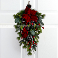 Guirlande en plastique écologique en forme de larme verte Décorations de Noël Porte d'entrée Mur Fêtes Guirlandes suspendues