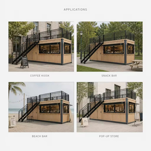 Restaurant-<span class=keywords><strong>barbecue</strong></span> mobile et extensible en conteneur de 20 et 40 pieds, structure en acier galvanisé durable, maison modulaire avec espace repas sur le toit - Product Image 4