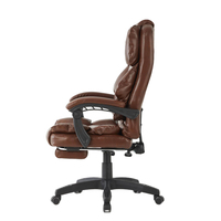 Chaise de bureau pivotante BOSS avec repose-pieds en fer, confortable, en cuir PU, design moderne, noir et marron, haute qualité, vente en gros (40 unités)