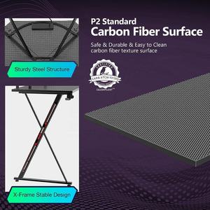 Bureau d'angle à LED RVB avec porte-gobelet Bureau de jeu en L avec lumières LED et prises de courant - Product Image 4