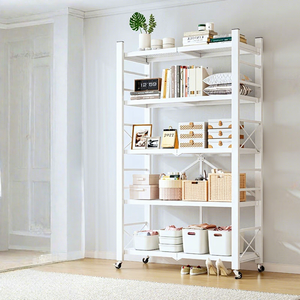 Indispensable, sans assemblage, étagère de rangement en acier au carbone robuste de 100 cm, CA007, pliable et détachable, multi-niveaux avec roues à frein - Product Image 5