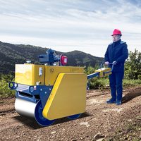 Rouleau compresseur portable à double tambour vibrant à double entraînement à double vibration à haute efficacité 450 kg 600 kg 700 kg 800 kg