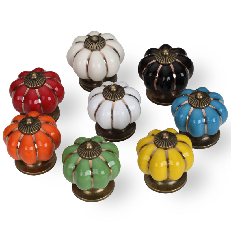 Ceramic Pumpkin Knobs Drawer Furniture  Handles  Door Hardware Dresser Cupboard Wardrobe Cabinet Knobs Pull