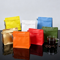 Sachet à café à fond plat avec cordon et fermeture éclair refermable, sac de qualité alimentaire pour café de spécialité