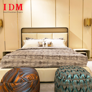 IDM ชุดเฟอร์นิเจอร์ห้องนอนคู่หนังวิลล่าขนาดคิงไซส์เตียงไม้ทันสมัยเป็นมิตรกับสิ่งแวดล้อมธุรกิจโรงแรมหรูหรา - Product Image 4