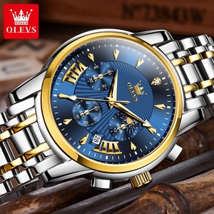 OLEVS 2892 <span class=keywords><strong>Montre</strong></span>-bracelet de luxe en acier inoxydable doré avec calendrier pour hommes <span class=keywords><strong>Montre</strong></span> à mouvement à quartz avec bracelet en acier - Product Image 1