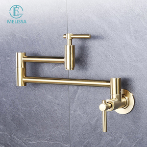 Melissa hiện đại Brass canh nồi điền xoay gấp chải vàng duy nhất nhập lỗ nước TAP Vòi Nước Nhà Bếp Nóng bán - Product Image 5