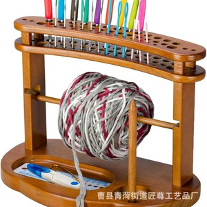 Wooden Yarn Holder Solid Wood Rotatable <b>Crochet</b> <b>Hook</b> Rack Desktop Storage Organizer Curved Shape Multipurpose - Product Image 5