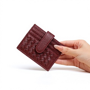 Porte-cartes de visite ultra-fin en PU tressé, couleur unie, avec fente pour <span class=keywords><strong>carte</strong></span> d'identité, sans fermeture, étui portable pour cartes, <span class=keywords><strong>pochette</strong></span> de <span class=keywords><strong>rangement</strong></span> pour documents d'identité - Product Image 2