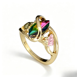 Anello a Foglia Colorato per Donne, Anello da Dito Creativo Vintage alla Moda - Product Image 1