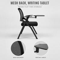 Chaise de formation pliable avec tablette d'écriture, dossier en maille, chaise de conférence avec accoudoir pour tablette pour salle de classe, séminaire, réunion