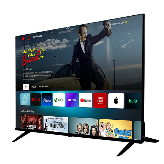 Trendy A+ Tempered Glass 50-110 Inch LED 4K UHD HDTV Android Smart TV with Wi-Fi and 120Hz Customizable for Home Movie Watching