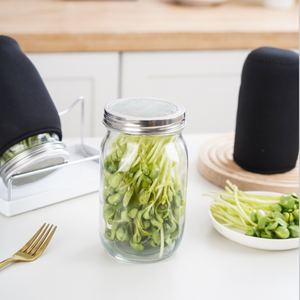 Set <span class=keywords><strong>di</strong></span> 2 vasetti <span class=keywords><strong>di</strong></span> <span class=keywords><strong>vetro</strong></span> a bocca larga da litro in plastica con Design speciale Set <span class=keywords><strong>di</strong></span> Sprouter per Broccoli <span class=keywords><strong>di</strong></span> fagioli Mung cibo cucina usa omaggi - Product Image 3