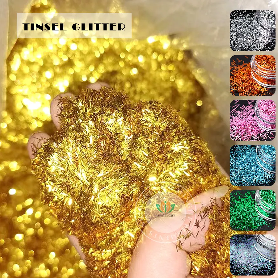 Metalik holografik Tinsel Glitter yanardöner Tinsel Glitter Tumblers için reçine tırnak sanat el sanatları