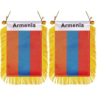 Drapeau de voiture miniature à suspendre pour la voiture d'Arménie, décoration de rétroviseur avec ventouse et franges dorées