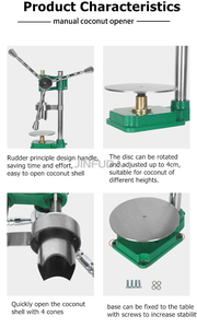 Máquina Manual Comercial para Abrir Cocos, Herramienta de Acero Inoxidable para Abrir Cáscaras de Coco a Presión Manual, para Bares de Jugos - Product Image 6