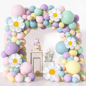 161 buah Groovy Kit balon pelangi bunga Daisy foil Macaron set balon aster karangan bunga lengkungan untuk Baby Shower