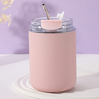 Vente en gros de tasses à café miniatures en acier inoxydable de style japonais INS personnalisées, tasse à boisson ronde portable en acier inoxydable avec paille