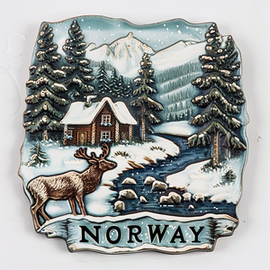 Aimants de réfrigérateur 3D en métal, souvenirs imprimés UV des monuments touristiques de Norvège, best-sellers - Product Image 3