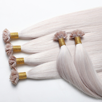 # Extensions de cheveux blond cendré argenté 60C à pointe K, pré-collées à la kératine, à pointe plate, 100% cheveux humains Remy, double épaisseur, qualité salon, vente en gros