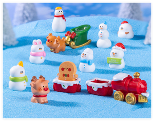 Figura de resina tren ciervo caballo mecedora muñeco de nieve Navidad recuerdo temático ornamento Mini escultura 3D pequeño juguete en miniatura al por mayor - Product Image 6