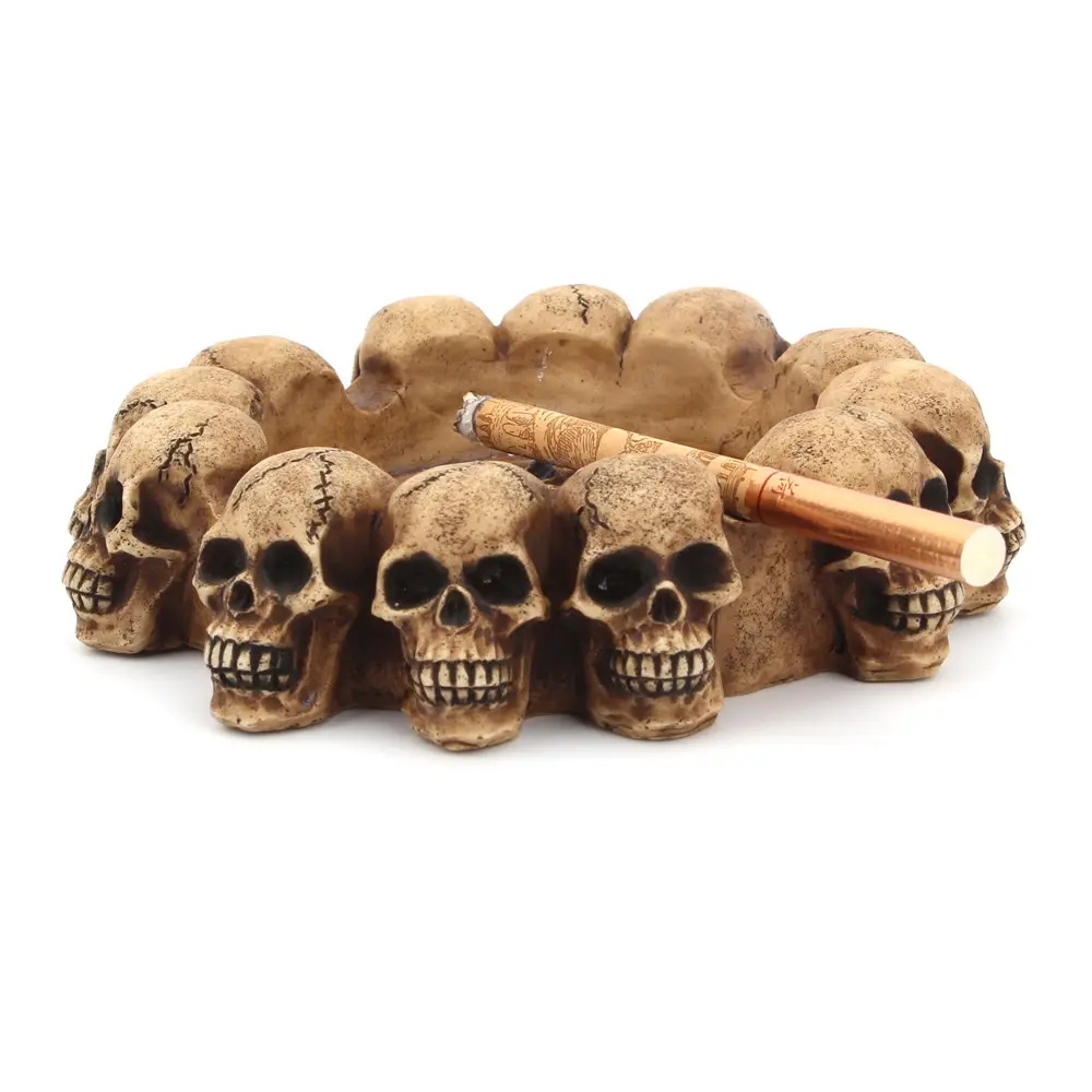 Nhà Máy Silicone Đen Nâu Skull Châu Âu Nhựa Halloween Trang Trí Punk Bar Club Cá Nhân Hoá Biểu Tượng Tùy Chỉnh Cigar Gạt Tàn