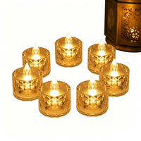 Bougie LED sans flamme en verre doré, effet de flamme vacillante chaude, fonctionne sur piles, pour Noël, mariage, lot de 12