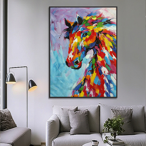 Décor à la maison Palette couteau fait à la main <span class=keywords><strong>abstrait</strong></span> 3D <span class=keywords><strong>cheval</strong></span> mur Art <span class=keywords><strong>acrylique</strong></span> couleurs animaux peintures - Product Image 5