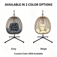 Fauteuil suspendu en osier avec structure en acier moderne pour extérieur, jardin et patio, avec support – Vente en gros