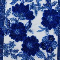 Trois dimensions fleur perle broderie Sequin nouvelle robe de mariée perle broderie pure dentelle velours dentelle tissu avec paillettes