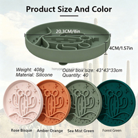 HomyPawz Bol d'enrichissement/à lécher personnalisé en silicone intelligent pour chien, motif cactus tropical vert foncé, gamelle profonde sur mesure pour chiens